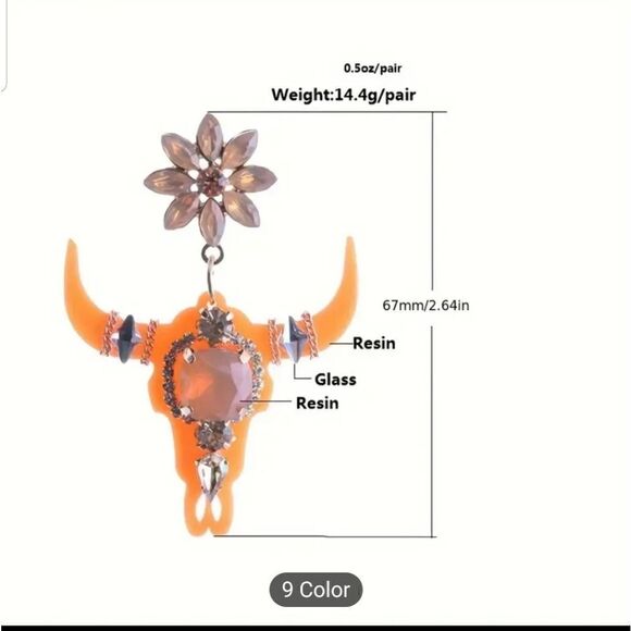 Bullhead chic western sparkling earrings - Picture 3 of 9
